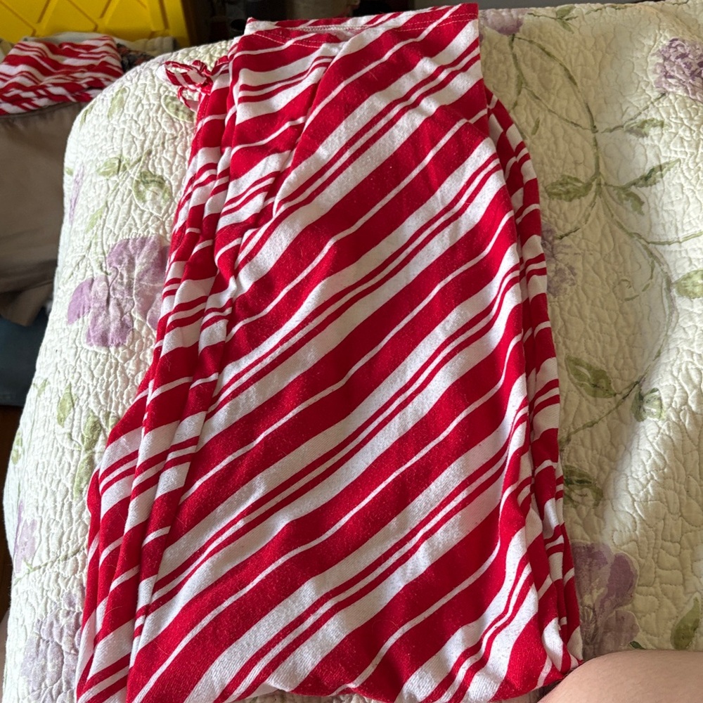 Red and White Striped Sweat pant